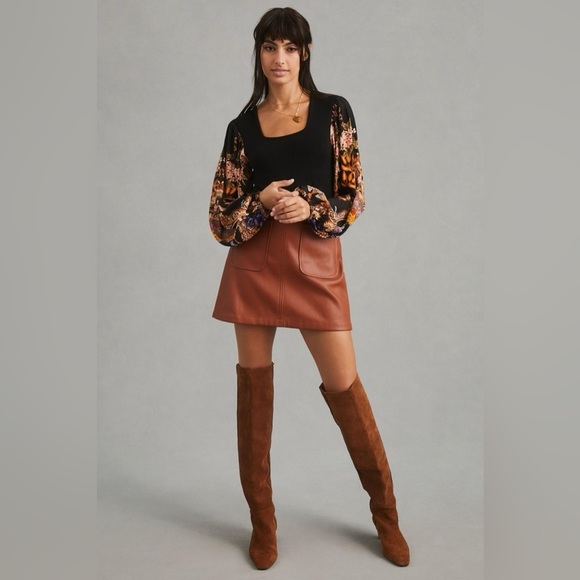 Anthropologie Blank London Bl-nk Bl^nk Printed-Sleeve Sweater Top - Picture 2 of 11